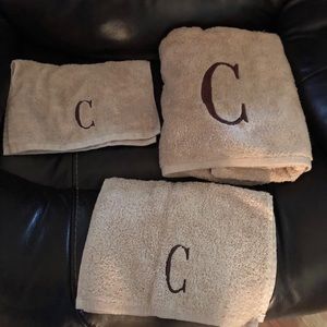 Set of monogrammed towels.